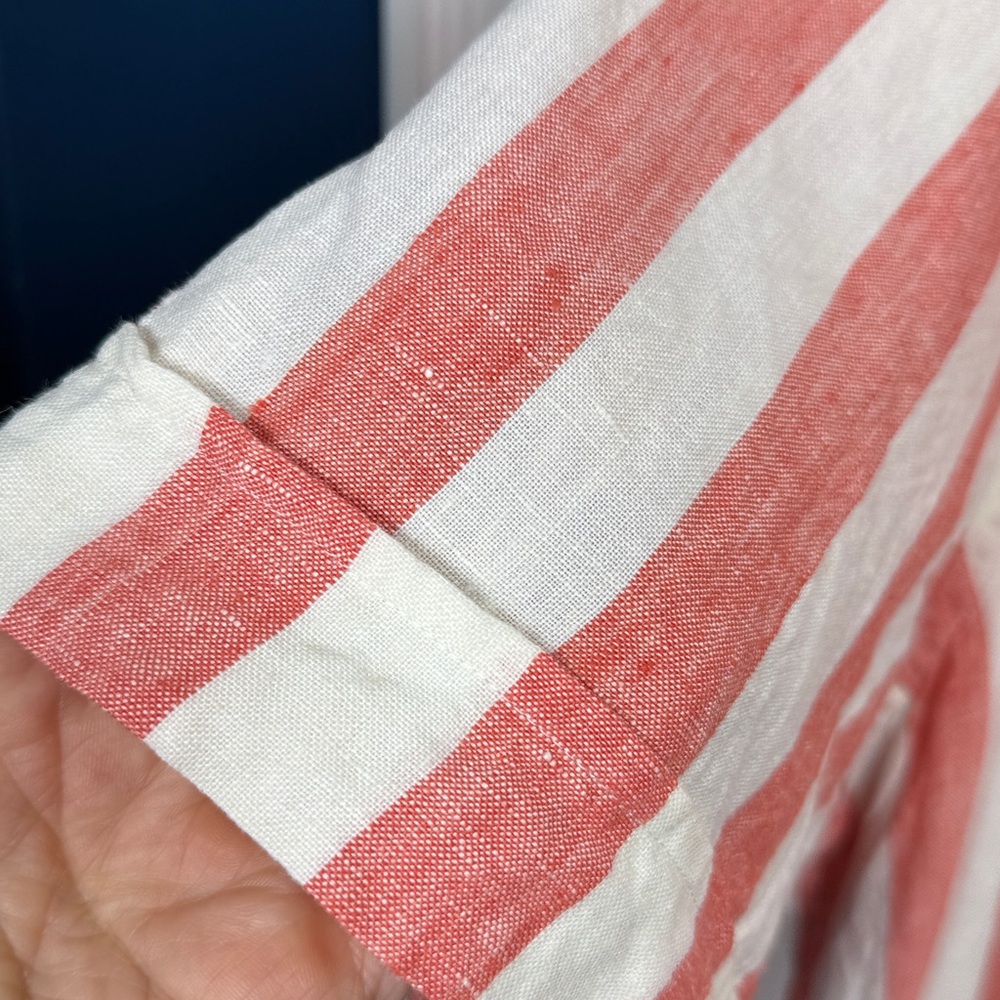 J. Peterman Men’s Red White Short-Sleeve Striped 100% Linen Shirt M-379 Sz XXL - Picture 5 of 7